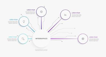 plantilla de diseño de etiquetas infográficas vectoriales con iconos y 5 opciones o pasos. se puede utilizar para diagramas de proceso, presentaciones, diseño de flujo de trabajo, banner, diagrama de flujo, gráfico de información. vector