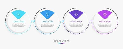 plantilla de diseño de etiquetas infográficas vectoriales con iconos y 4 opciones o pasos. se puede utilizar para diagramas de proceso, presentaciones, diseño de flujo de trabajo, banner, diagrama de flujo, gráfico de información. vector