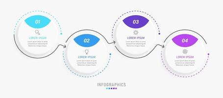 plantilla de diseño de etiquetas infográficas vectoriales con iconos y 4 opciones o pasos. se puede utilizar para diagramas de proceso, presentaciones, diseño de flujo de trabajo, banner, diagrama de flujo, gráfico de información. vector