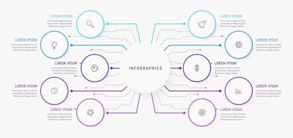 plantilla de diseño de etiquetas infográficas vectoriales con iconos y 10 opciones o pasos. se puede utilizar para diagramas de proceso, presentaciones, diseño de flujo de trabajo, banner, diagrama de flujo, gráfico de información. vector