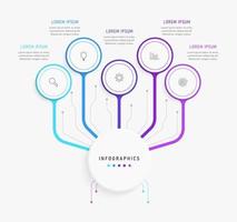 plantilla de diseño de etiquetas infográficas vectoriales con iconos y 5 opciones o pasos. se puede utilizar para diagramas de proceso, presentaciones, diseño de flujo de trabajo, banner, diagrama de flujo, gráfico de información. vector