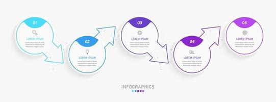 Vector Infographic label design template with icons and 5 options or steps. Can be used for process diagram, presentations, workflow layout, banner, flow chart, info graph.