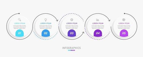 Vector Infographic label design template with icons and 5 options or steps. Can be used for process diagram, presentations, workflow layout, banner, flow chart, info graph.