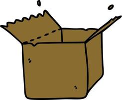 quirky hand drawn cartoon open box vector