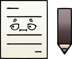 gradient shaded cartoon test paper vector