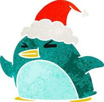 dibujos animados retro de navidad de pingüino kawaii vector