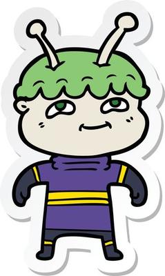 sticker of a friendly cartoon spaceman