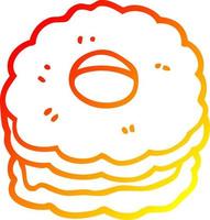 warm gradient line drawing cartoon jammy biscuit vector