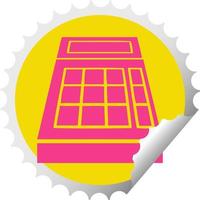 circular peeling sticker cartoon school calculator vector