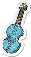 retro distressed sticker of a cartoon violin vector