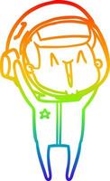 rainbow gradient line drawing happy cartoon astronaut vector