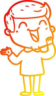 warm gradient line drawing cartoon happy man