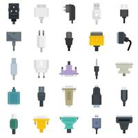 adaptador, iconos, conjunto, plano, vector, aislado vector