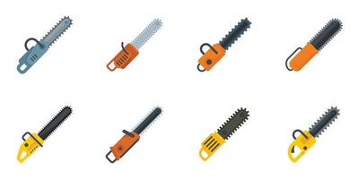 Chainsaw icons set flat vector isolated