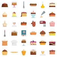 conjunto de iconos de pastelería vector plano aislado