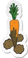 sticker of a cartoon carrot vector