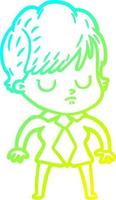cold gradient line drawing cartoon woman vector