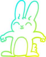 cold gradient line drawing happy cartoon rabbit vector