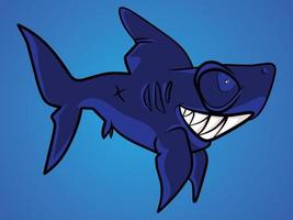 Illustration of cartoon shark, vector illustration.