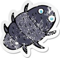 retro distressed sticker of a cartoon bug vector