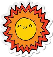 sticker of a cartoon sun vector