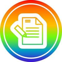 writing document circular in rainbow spectrum vector