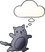 cartoon cat and thought bubble in smooth gradient style vector