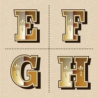 Vintage western alphabet letters font design vector illustration e, f, g, h