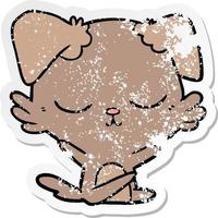 distressed sticker of a cute cartoon dog vector