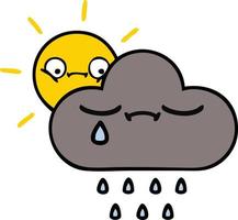 cute cartoon storm cloud and sun vector