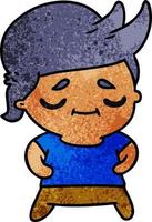 textured cartoon of kawaii cute grey haired man vector