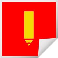 square peeling sticker cartoon red pencil vector