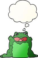 cartoon toad and thought bubble in smooth gradient style vector