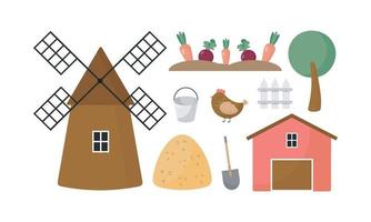 Farm set. Vector illustration in cartoon style.