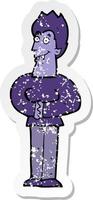 retro distressed sticker of a cartoon vampire vector