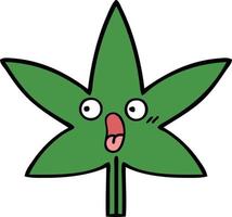 linda hoja de marihuana de dibujos animados vector