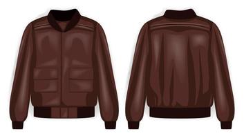 Red bomber jacket front and back view, vector mockup illustration