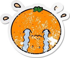 pegatina angustiada de una caricatura naranja vector