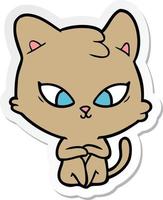 sticker of a cute cartoon cat vector