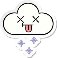 sticker of a cute cartoon snow cloud vector