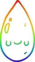 rainbow gradient line drawing cartoon cute raindrop vector