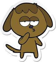 sticker of a cartoon tired dog vector