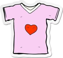 sticker of a cartoon t shirt with love heart vector