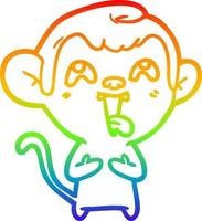 rainbow gradient line drawing crazy cartoon monkey vector