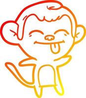 warm gradient line drawing funny cartoon monkey vector