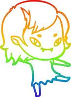 rainbow gradient line drawing cartoon friendly vampire girl vector