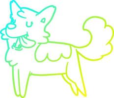 cold gradient line drawing cartoon happy dog vector