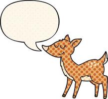 cartoon deer and speech bubble in comic book style vector