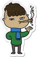 sticker of a cartoon man smoking vector