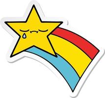 sticker of a cute cartoon shooting rainbow star vector